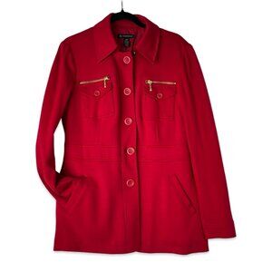 Red Stylish INC Coat with gold details Size Large.